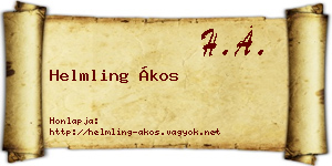 Helmling Ákos névjegykártya